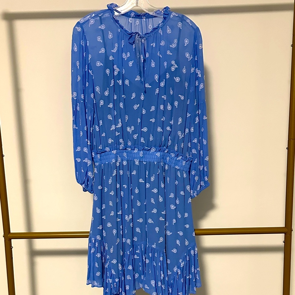 Shoshanna Blue Floral Long Sleeve Dress